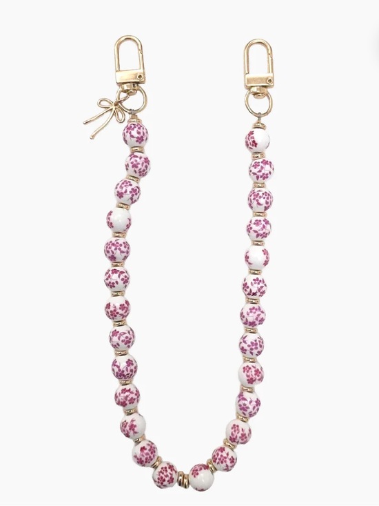 Accessories - ARTIKL CHINOISERIE BEADS & BOW WRISTLET PHONE STRAP PINK buckle designer